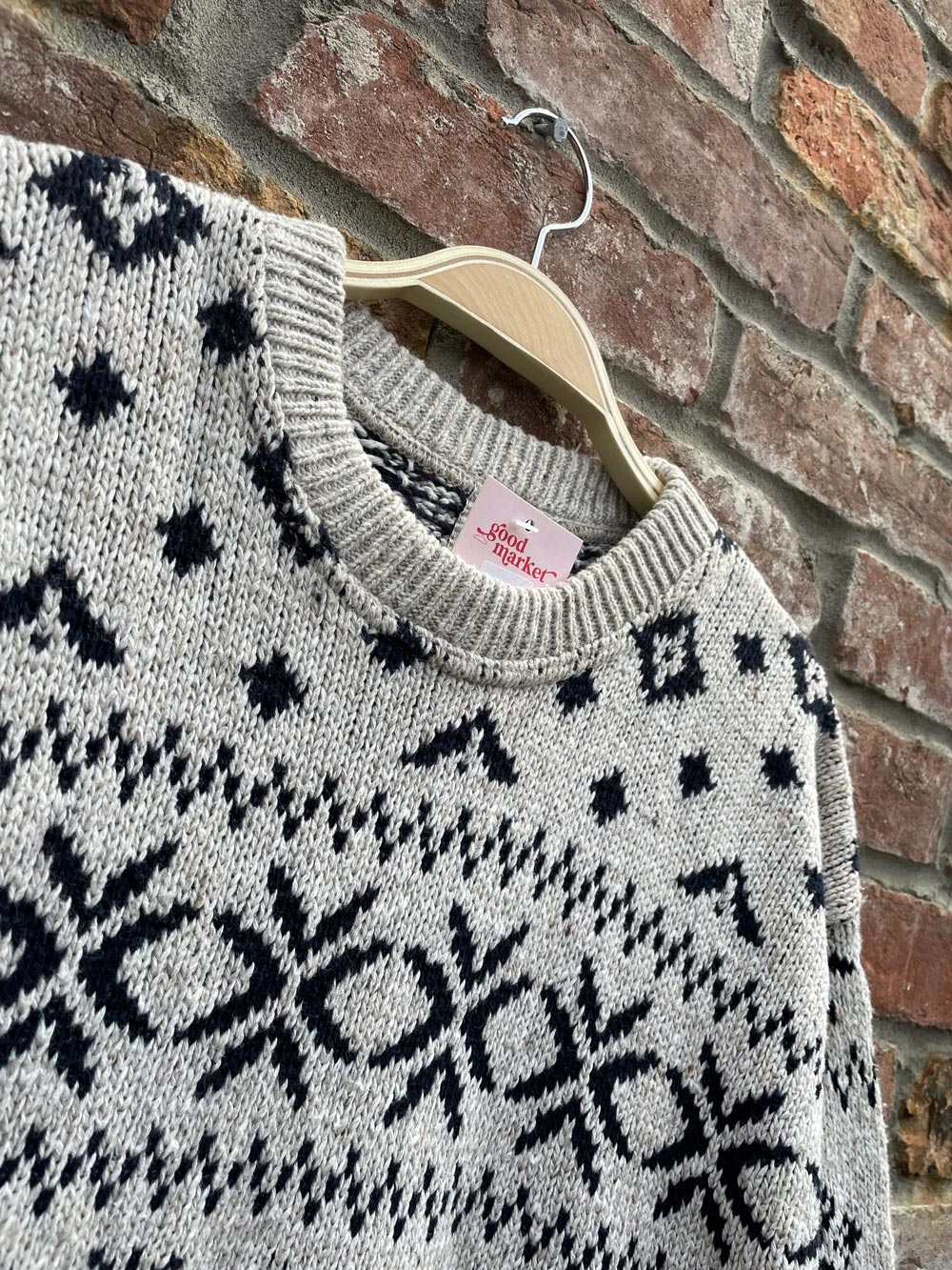 vintage r&r cotton-wool snowflake knit crew