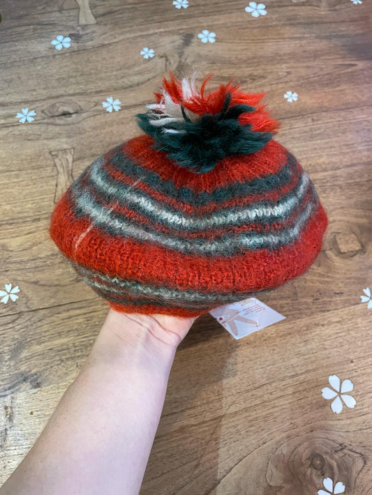 vintage mohair stripe pom beret