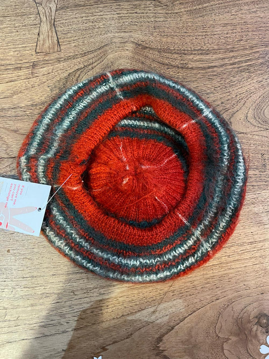 vintage mohair stripe pom beret