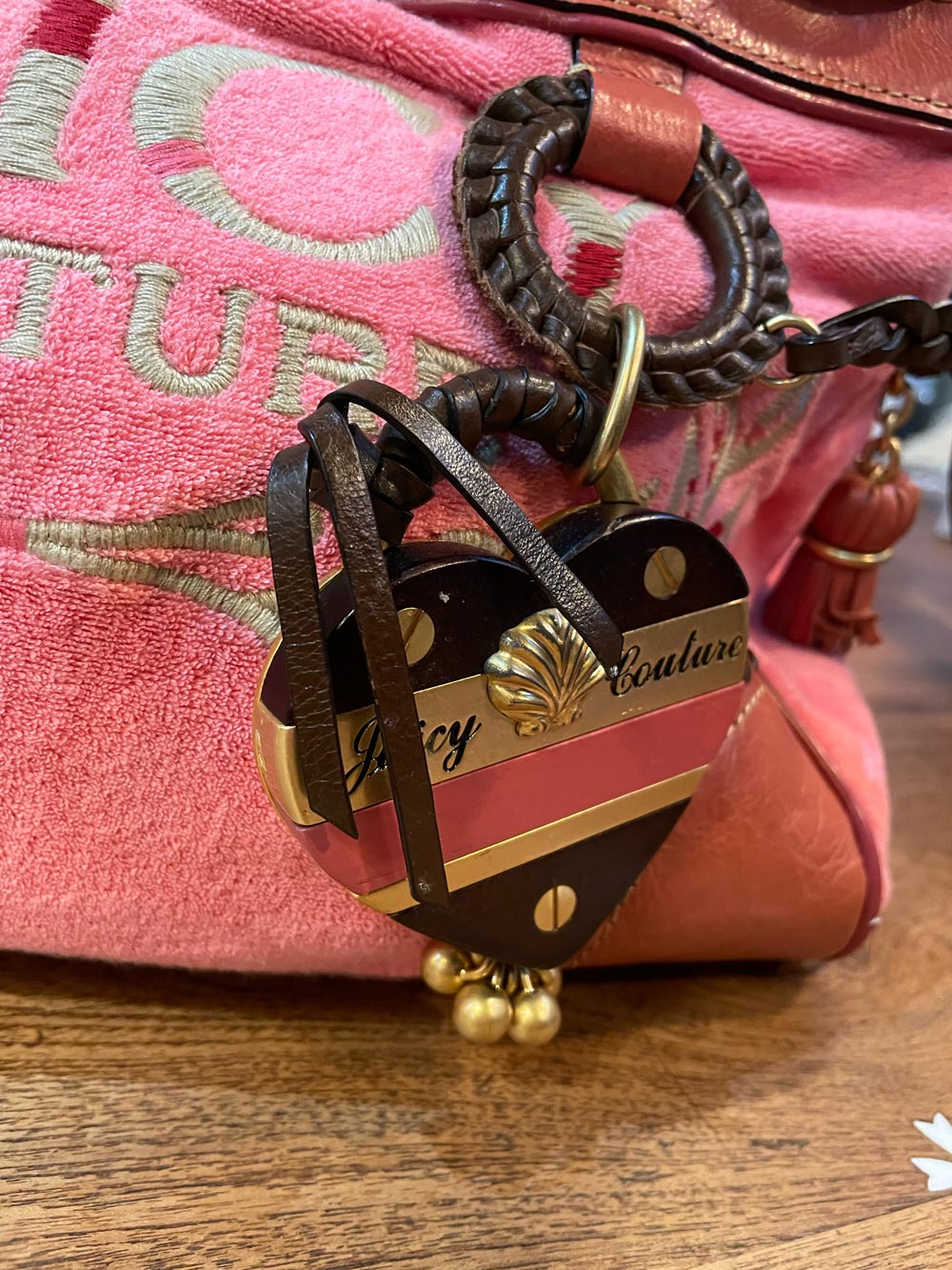 y2k juicy couture terry + leather daydreamer handbag