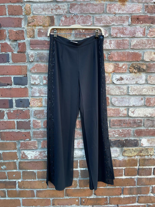 vintage 00s laura beaded chiffon layered wide leg pants