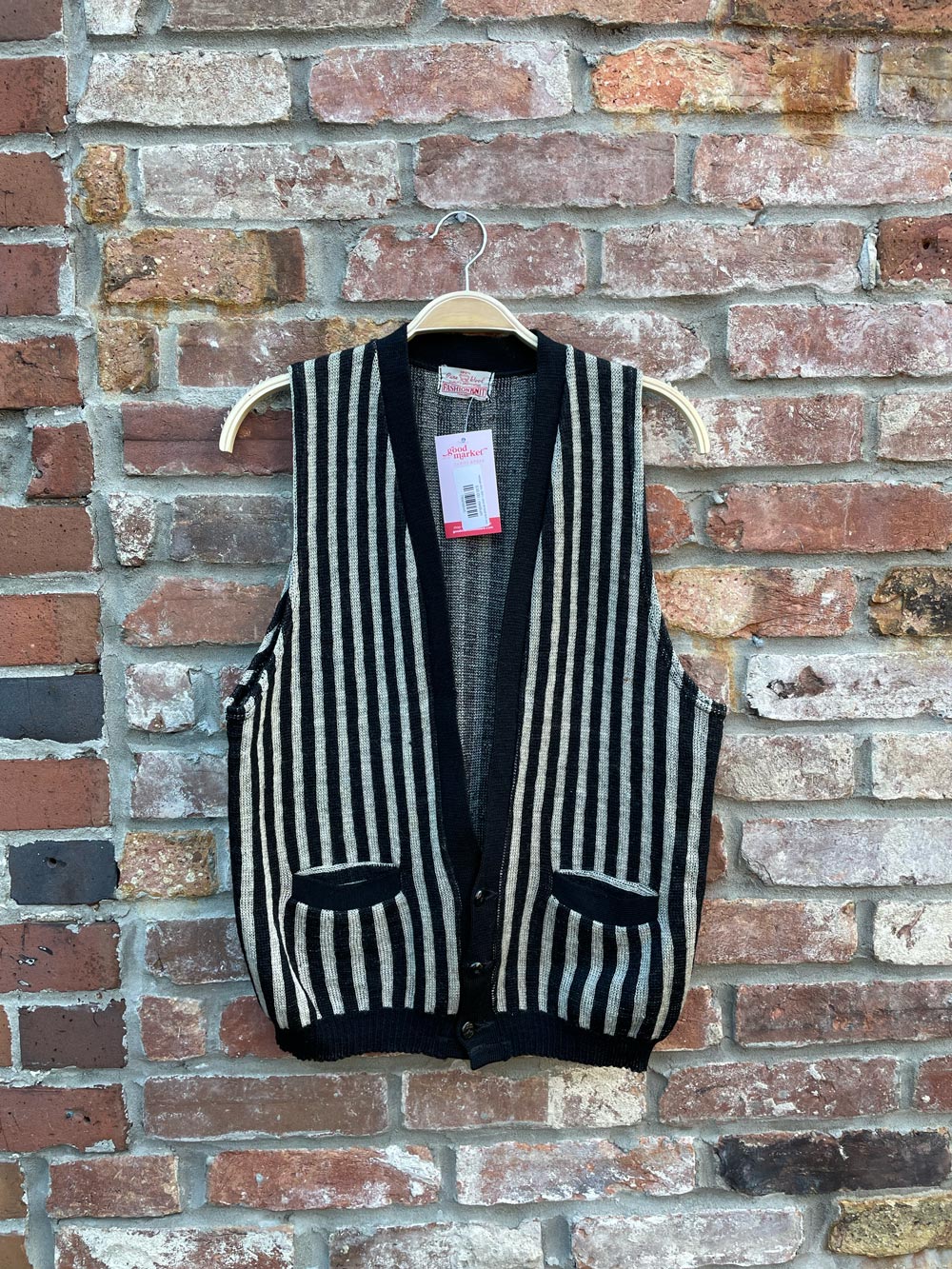 vintage 60s 100% wool striped knit vest