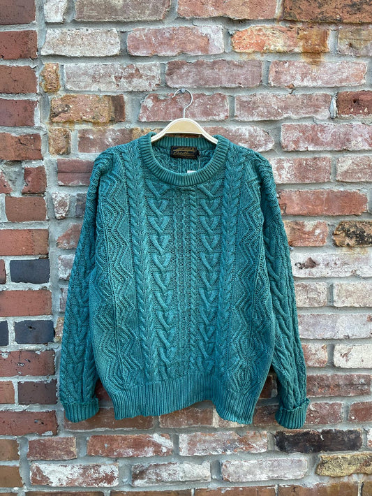 vintage eddie bauer cotton cable knit crew