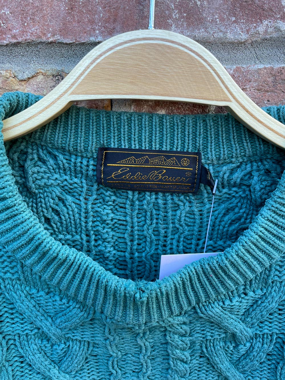 vintage eddie bauer cotton cable knit crew