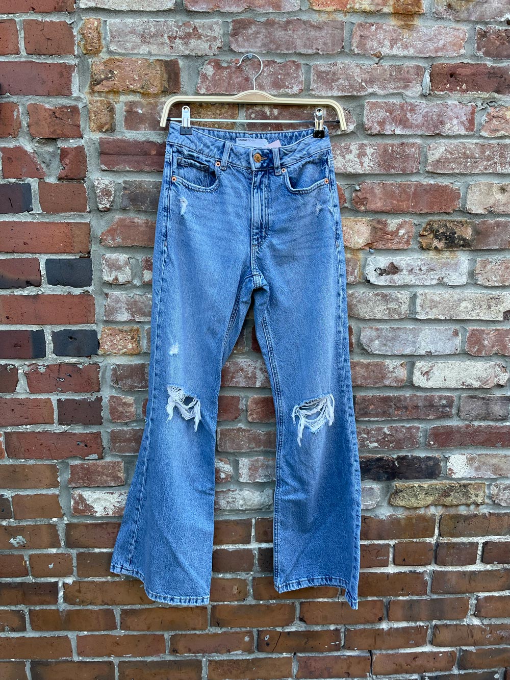 garage denim flare leg ripped jeans