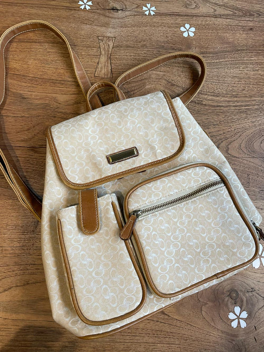 vintage 00s rosetti canvas + leather backpack