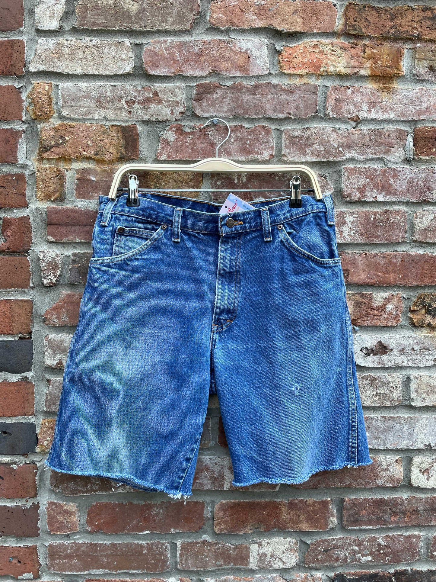 dickie's cut off long denim shorts