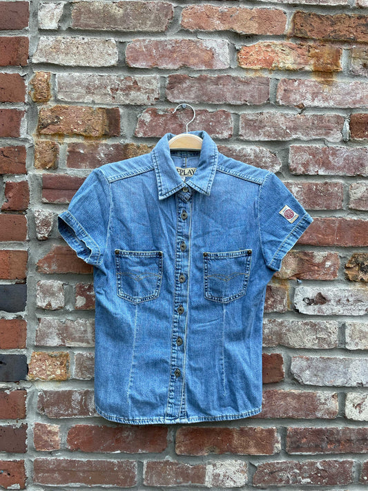 vintage 90s replay ss denim button down