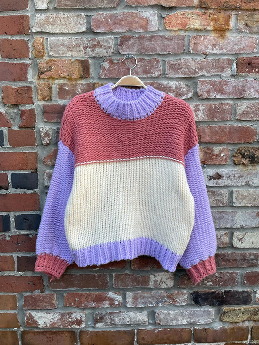 dreamers colour block chunky knit sweater