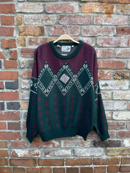 vintage kaid expedition argyle knit dad crew