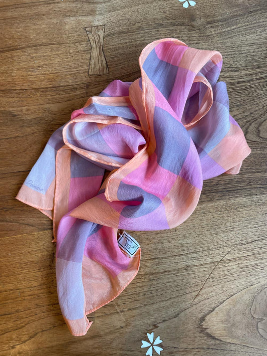 vintage silk by demaro pastel check scarf