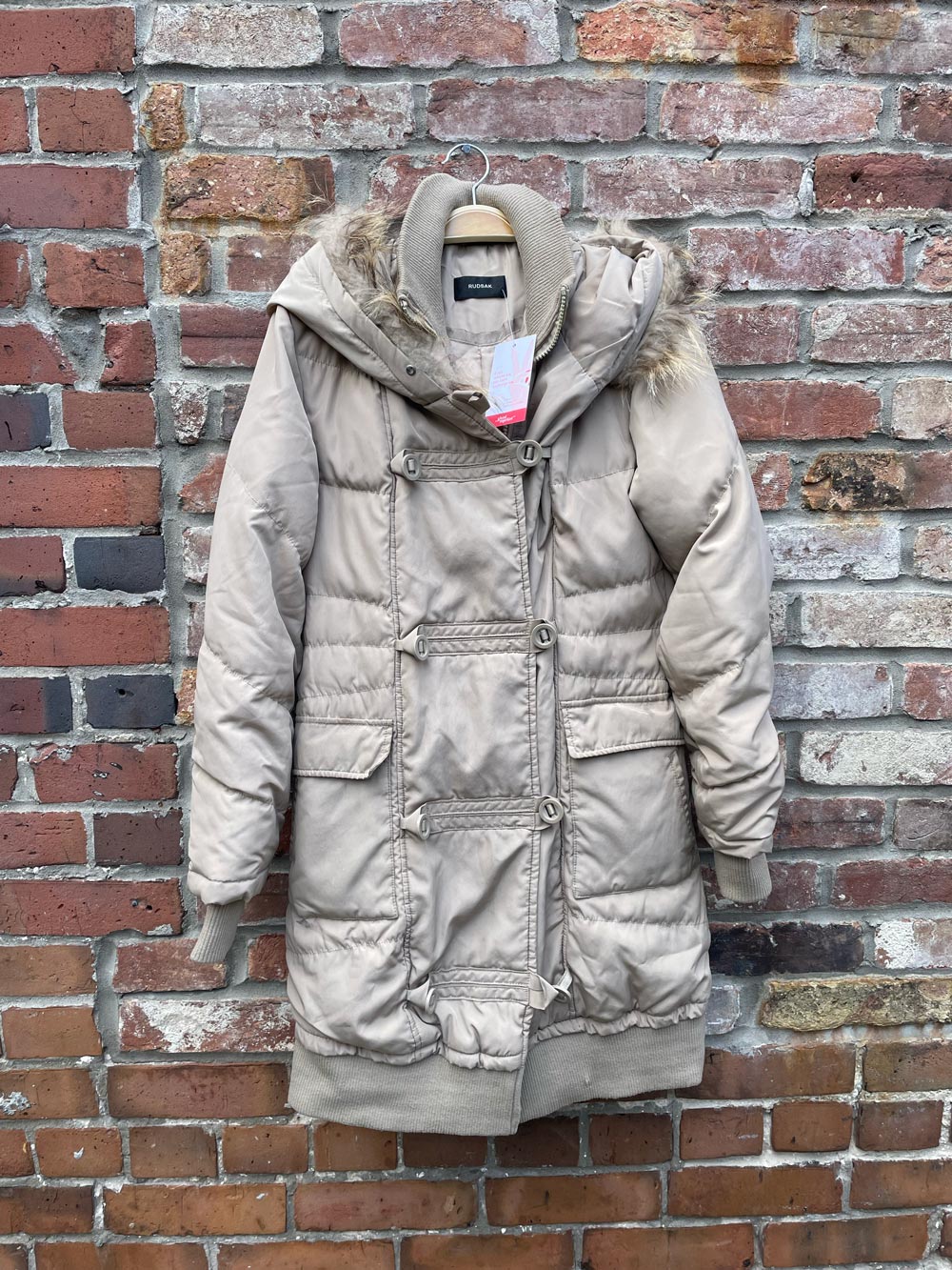 rudsak neutral toggle down parka w fur trim