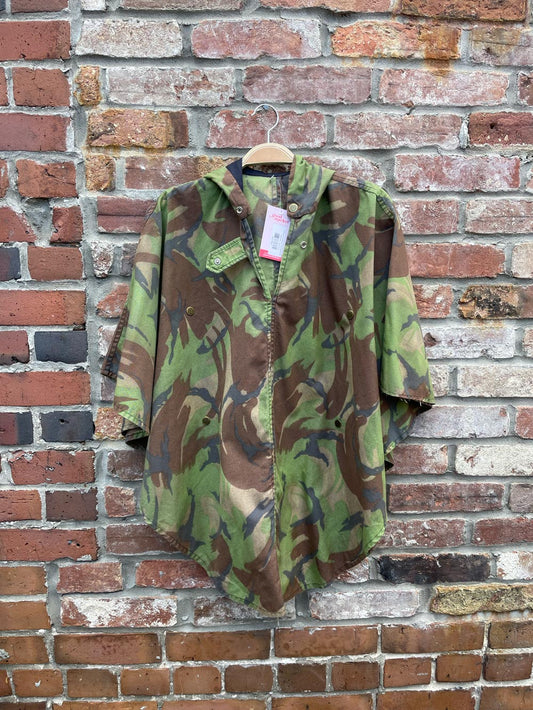 vintage camoflauge hooded poncho