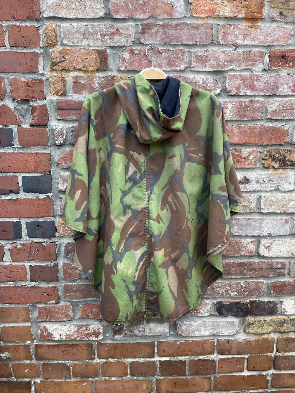 vintage camoflauge hooded poncho