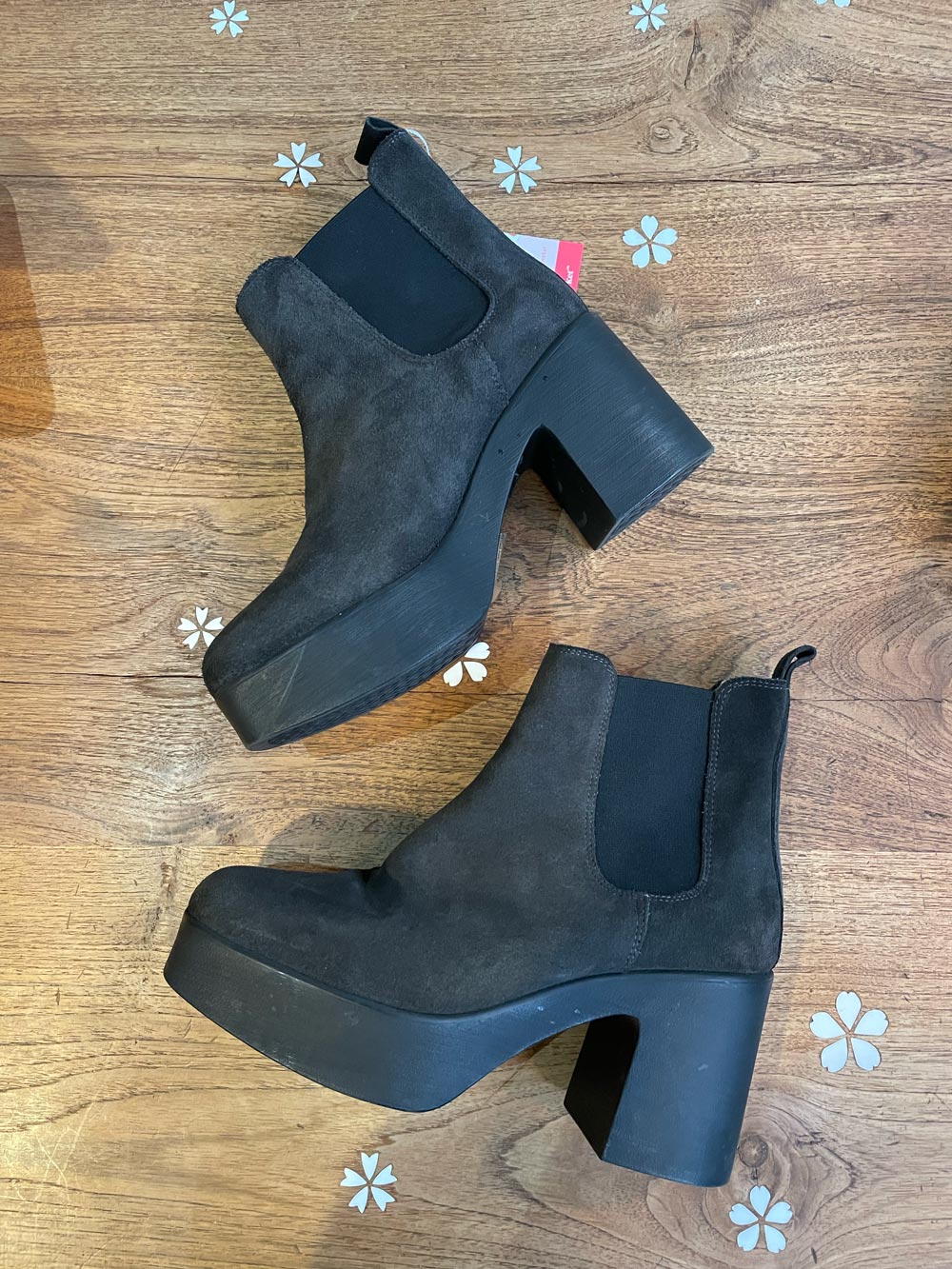 intentionally blank suede platform boots