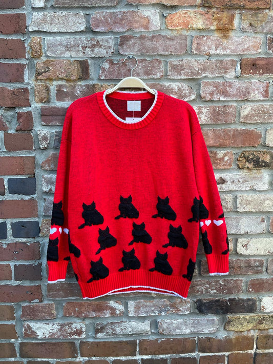 vintage cat lovers knit crew