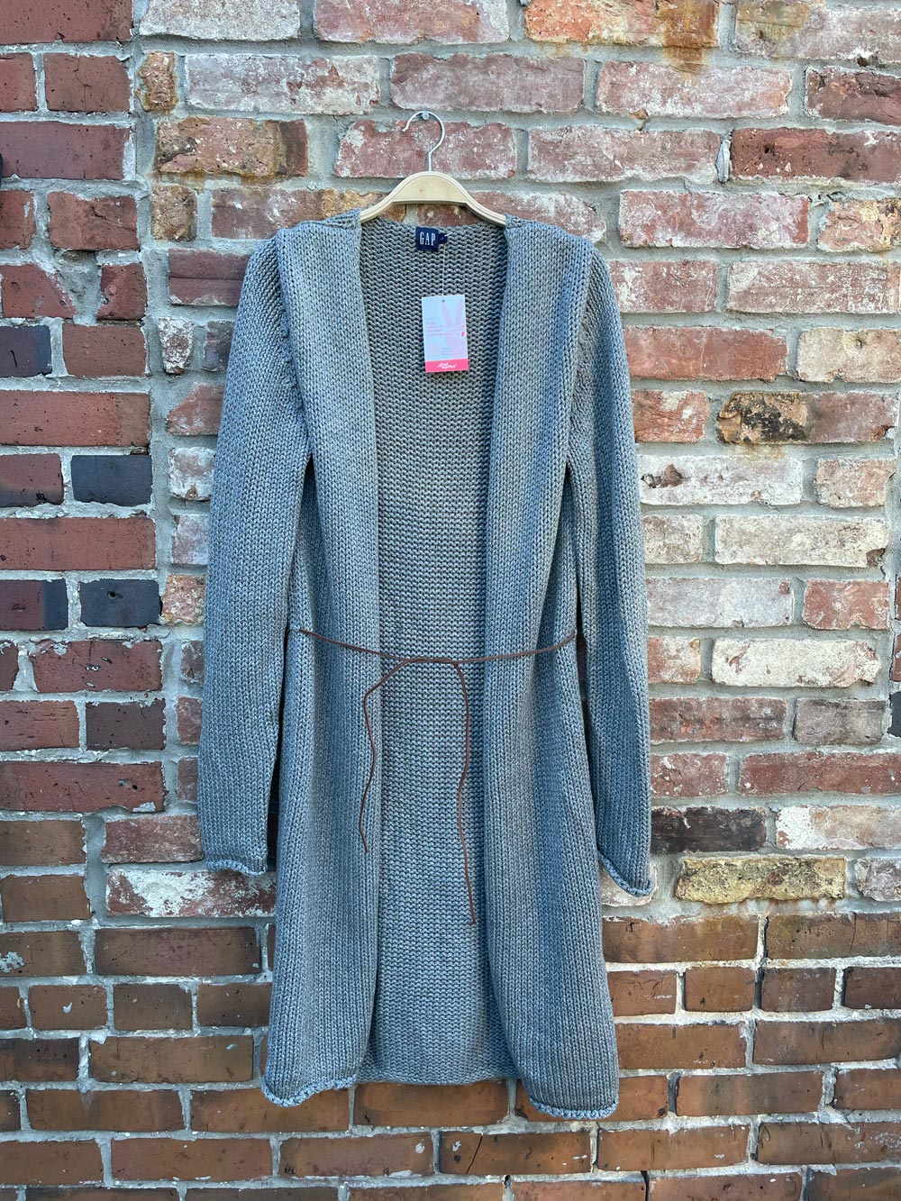 vintage 00s gap open suede belted cotton cardigan