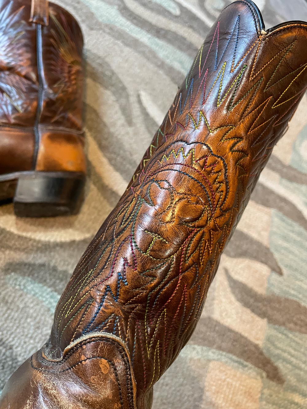 vintage canada west chief stitched leather cowboy boot