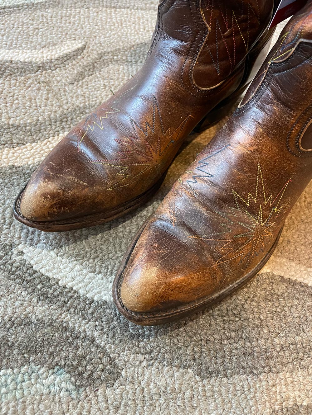 vintage canada west chief stitched leather cowboy boot