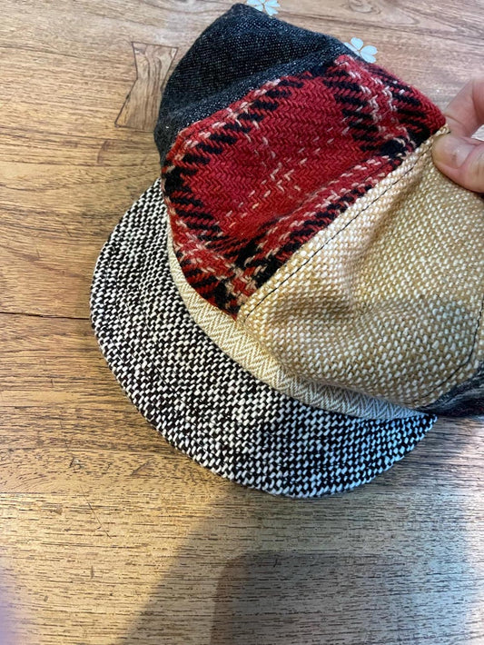 wool-blend tweed patchwork newsboy cap