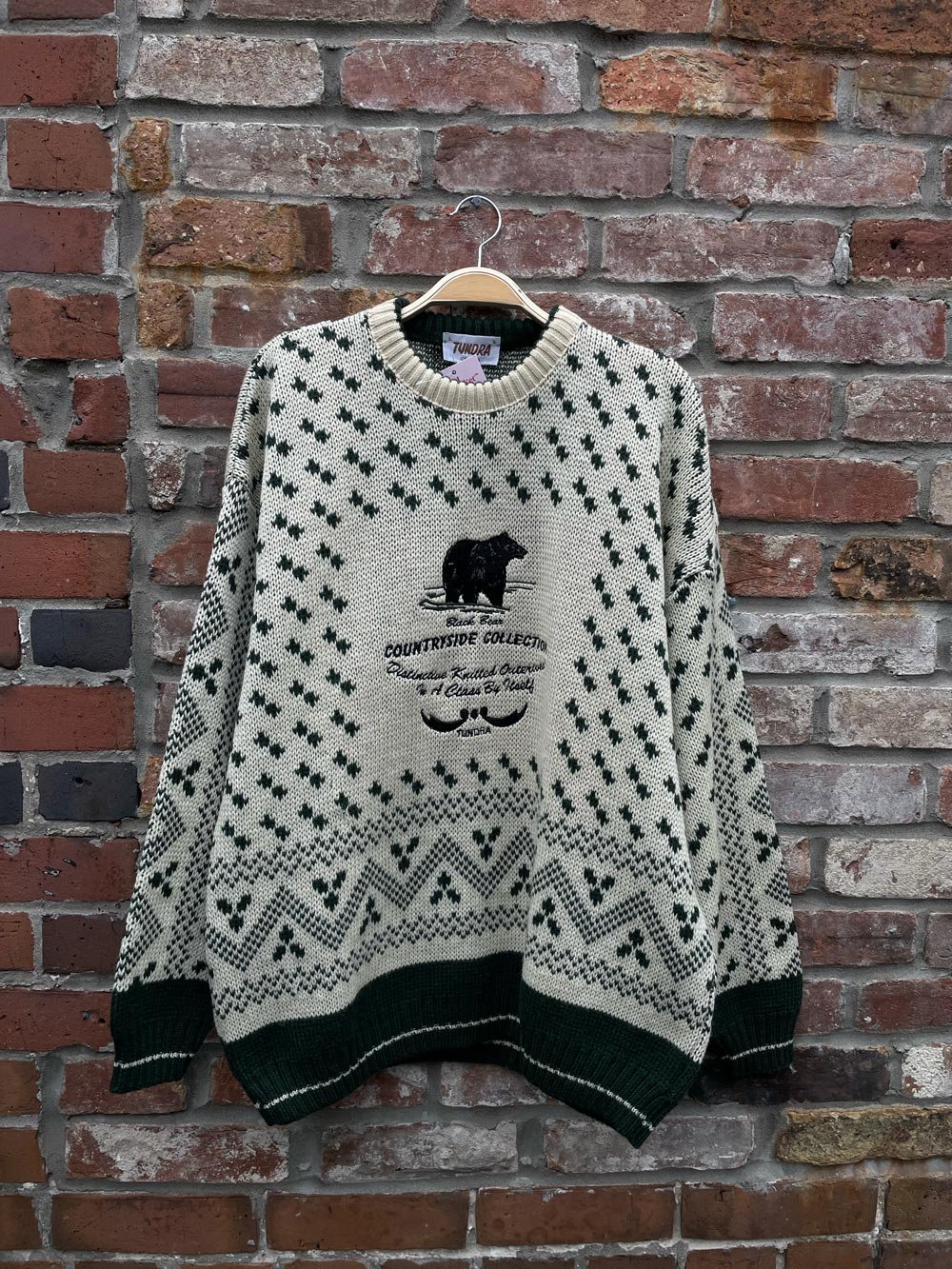 vintage tundra countryside coll. bear knit wool crew