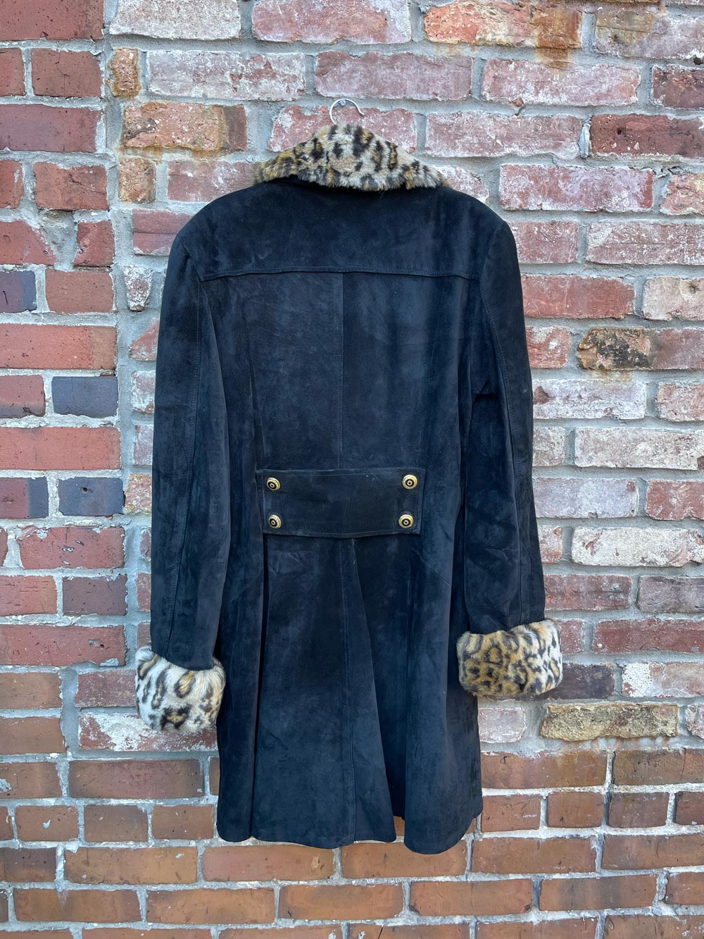 vintage danier suede jacket w leopard faux fur trim