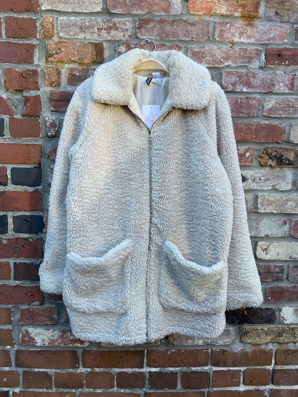 h&m divided sherpa teddy zip jacket