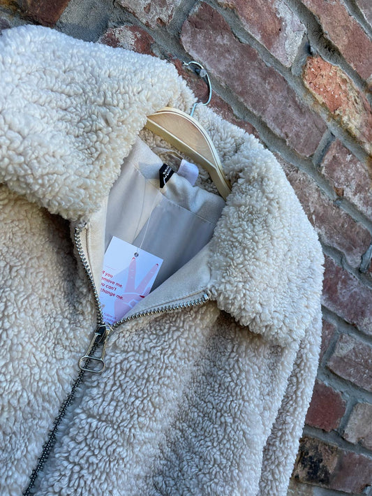 h&m divided sherpa teddy zip jacket