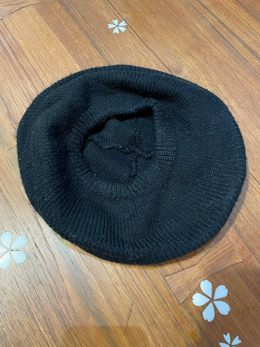 vintage black knit beret