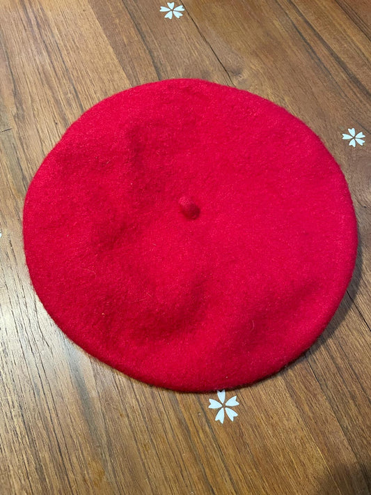 vintage classic red wool french beret