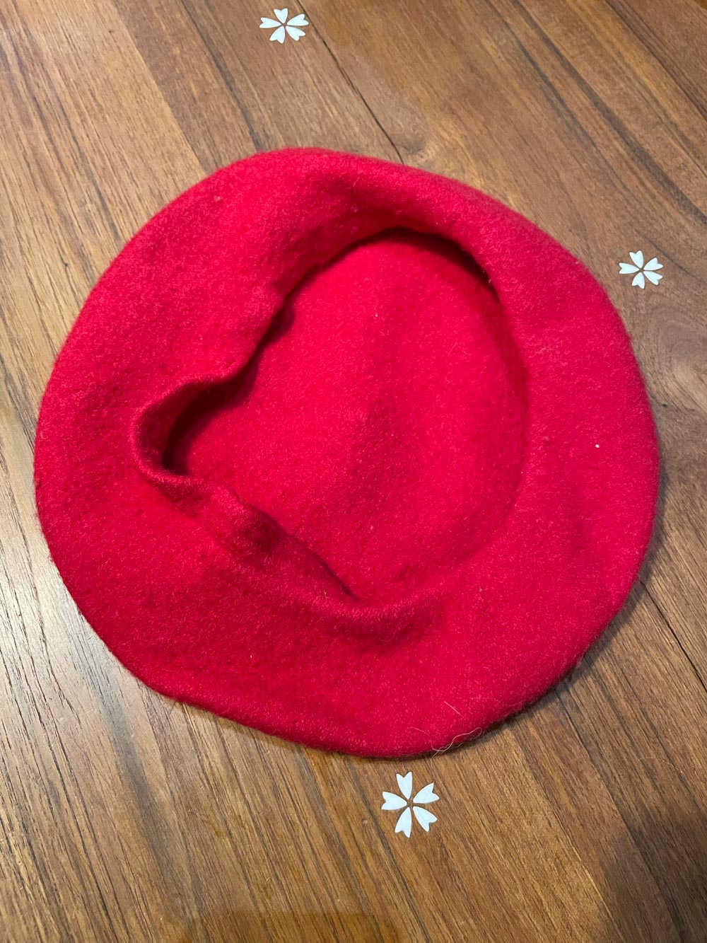 vintage classic red wool french beret