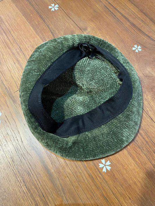 vintage green chenille knit beret