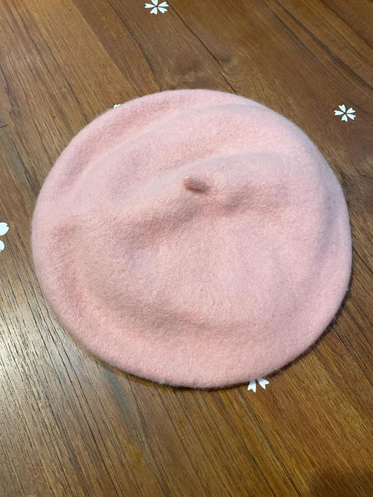 vintage classic pink wool french beret