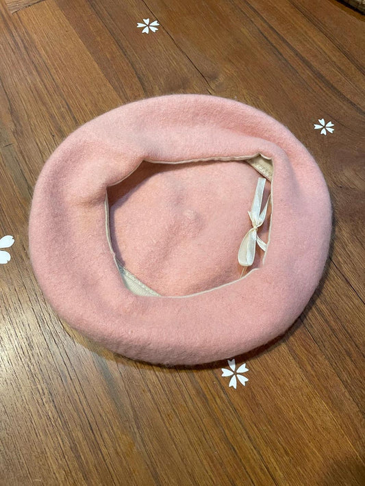 vintage classic pink wool french beret