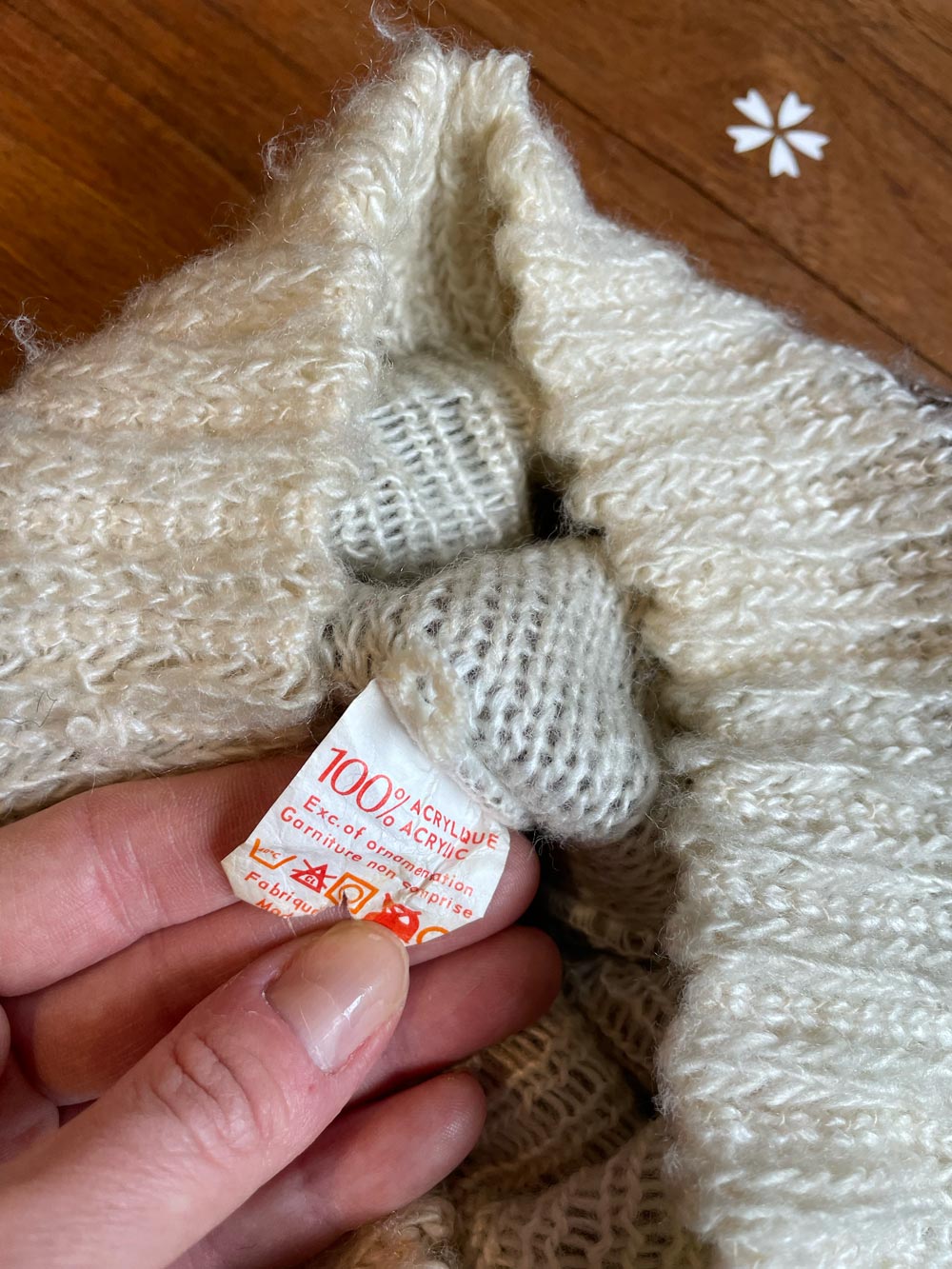 vintage brown + cream knit beret