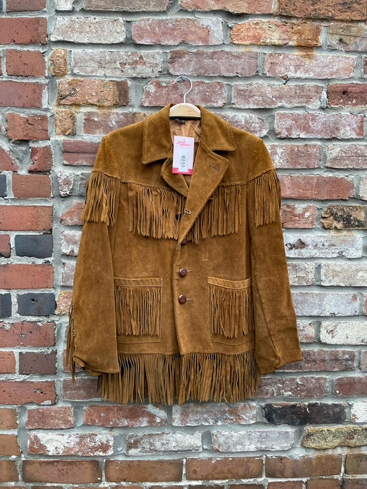 vintage 60s mr chips western fringe suede jacket