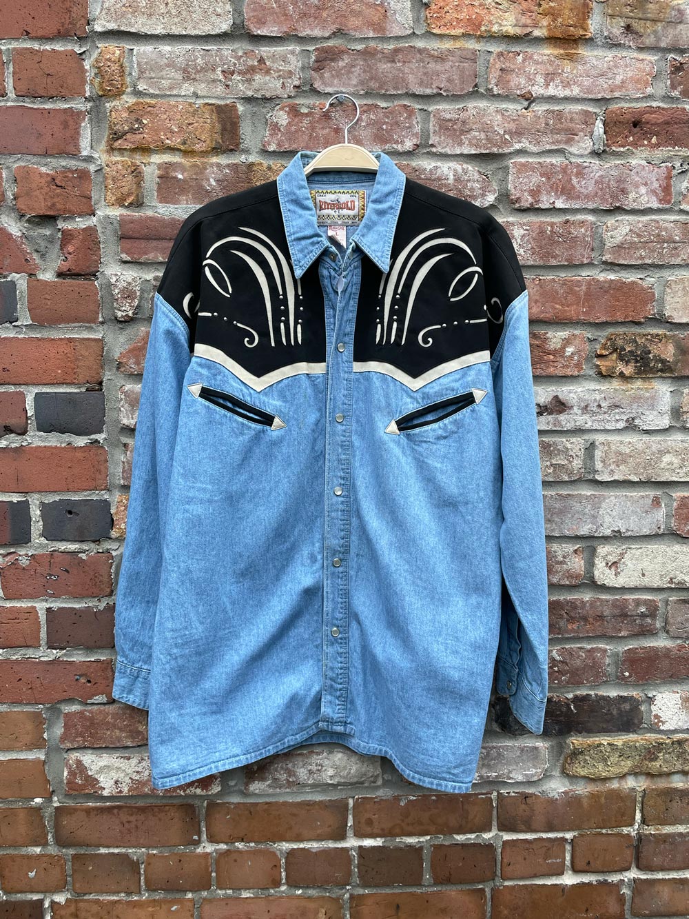 vintage 90s rivergold roper snap button denim shirt