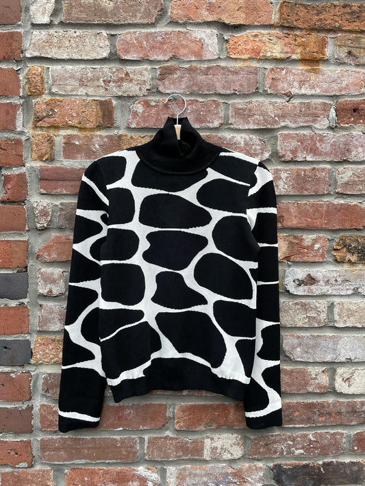 pink tartan abstract animal print turtleneck