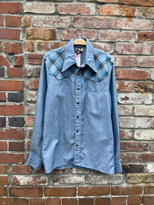 vintage 70s hang up western snap button shirt