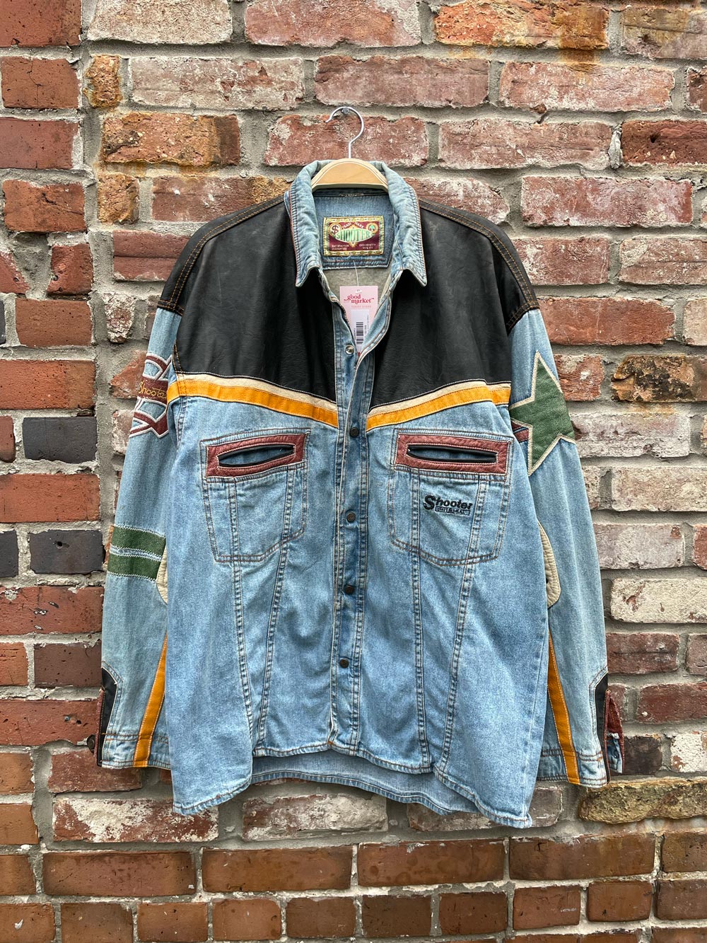 vintage 90s shooter snap button denim shirt jacket