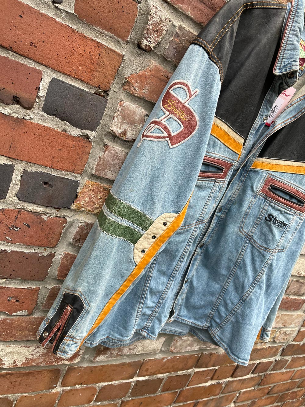 vintage 90s shooter snap button denim shirt jacket