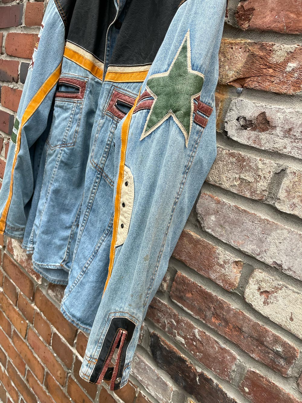 vintage 90s shooter snap button denim shirt jacket