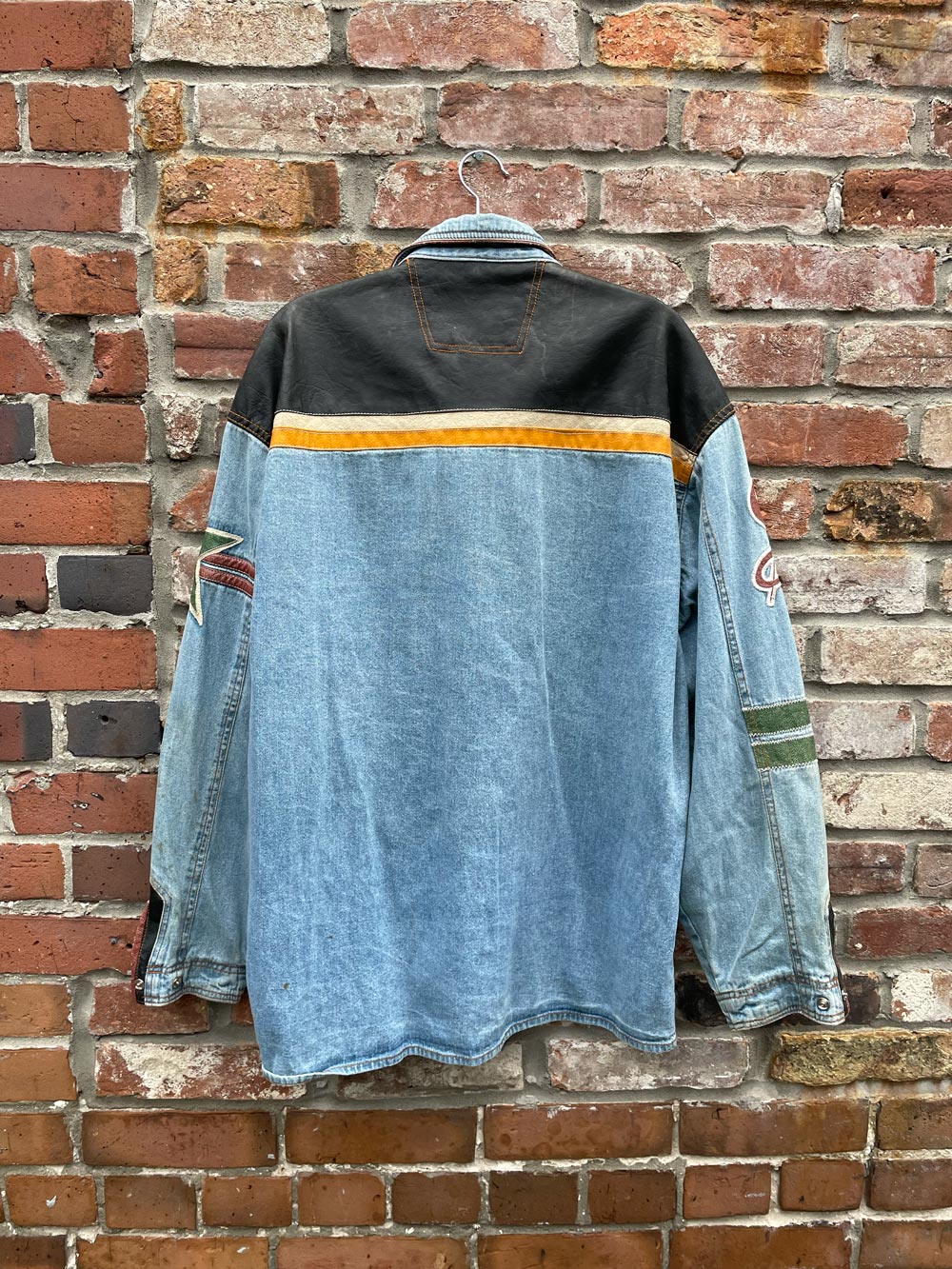 vintage 90s shooter snap button denim shirt jacket