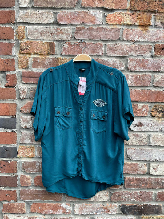 y2k von dutch snap button ss shirt