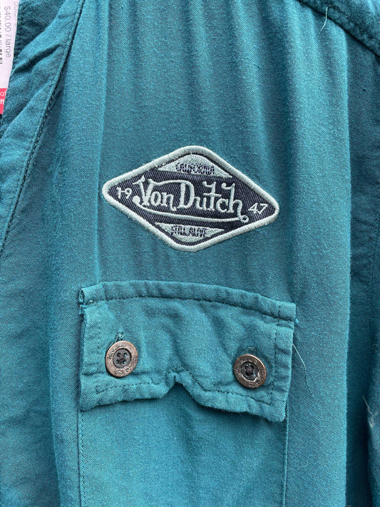 y2k von dutch snap button ss shirt