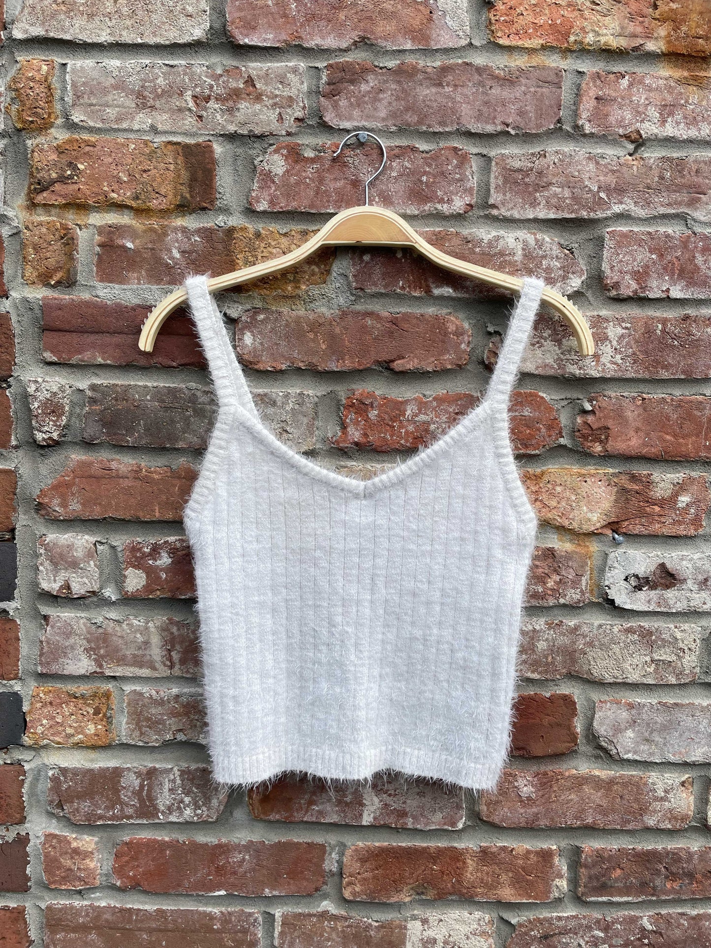 y2k f21 fuzzy knit vest tank