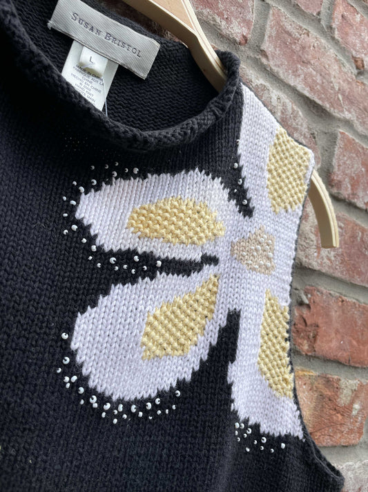 vintage susan bristol daisy knit vest