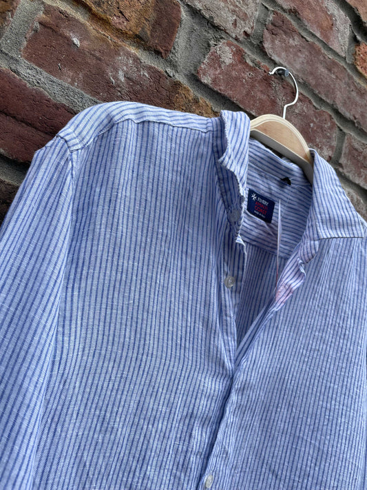 almafi coast linen striped relaxed shirt