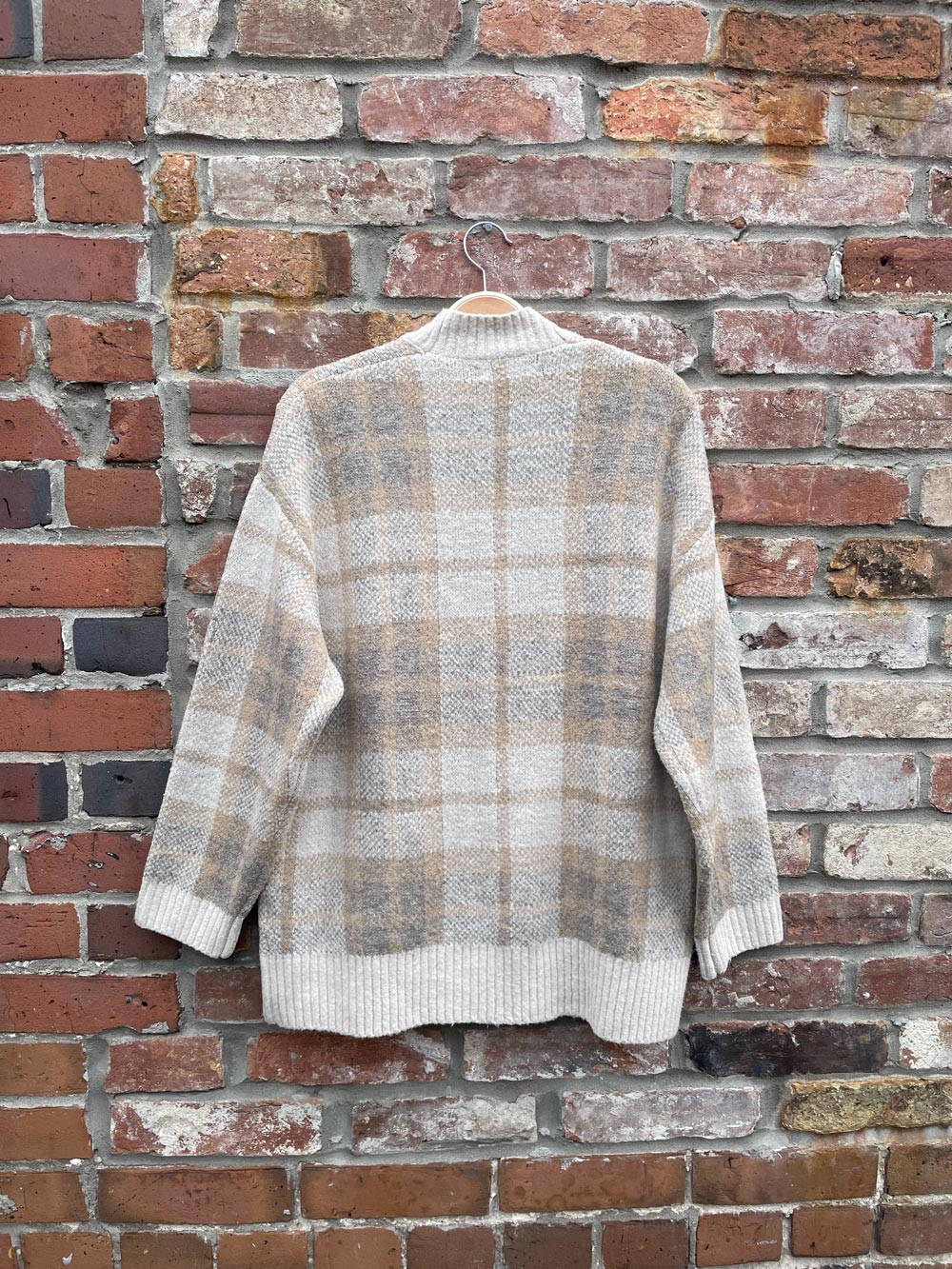 oak + fort oversized plaid knit cardigan