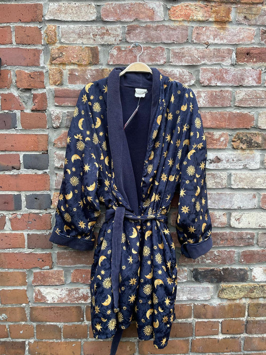 vintage 90s la senza sun + moon satin terry robe